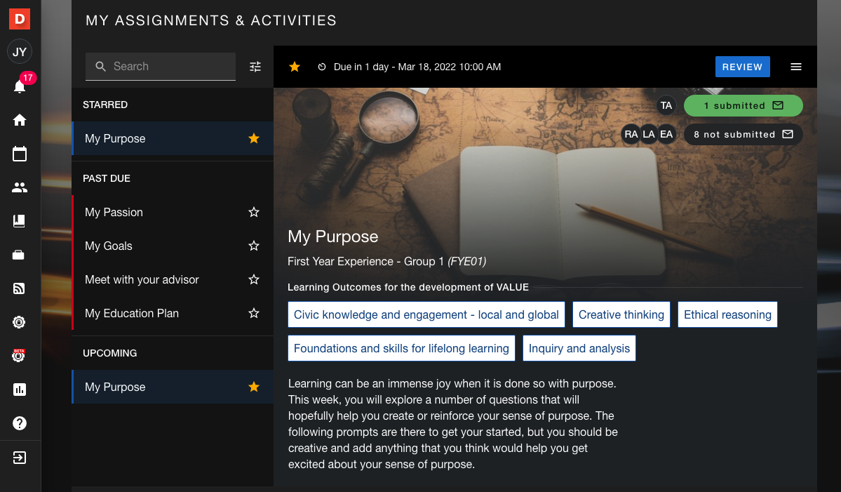 Student work samples for assessment on a portfolio suite Student work samples for assessment on a portfolio suite