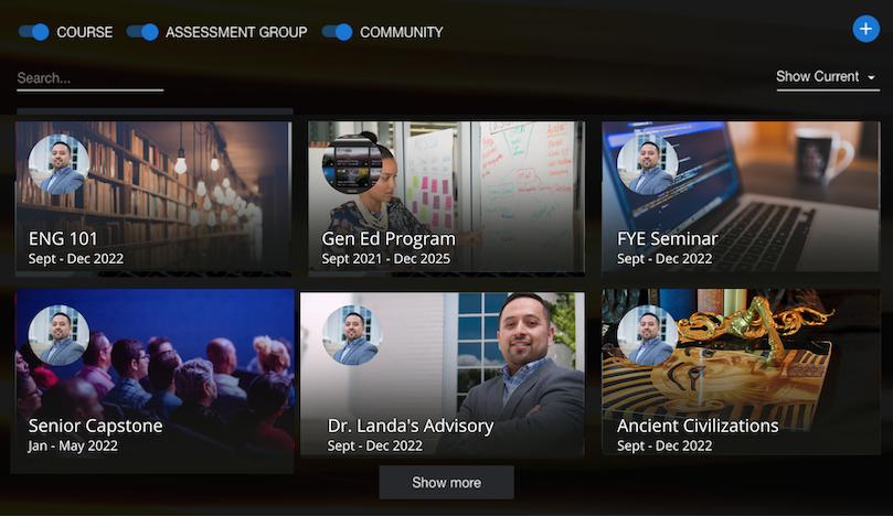 Assessment grouping at courses level on our portfolio software Assessment grouping at courses level on our portfolio software